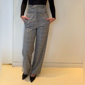 Babaton High-Waisted Plaid Trousers in Gray